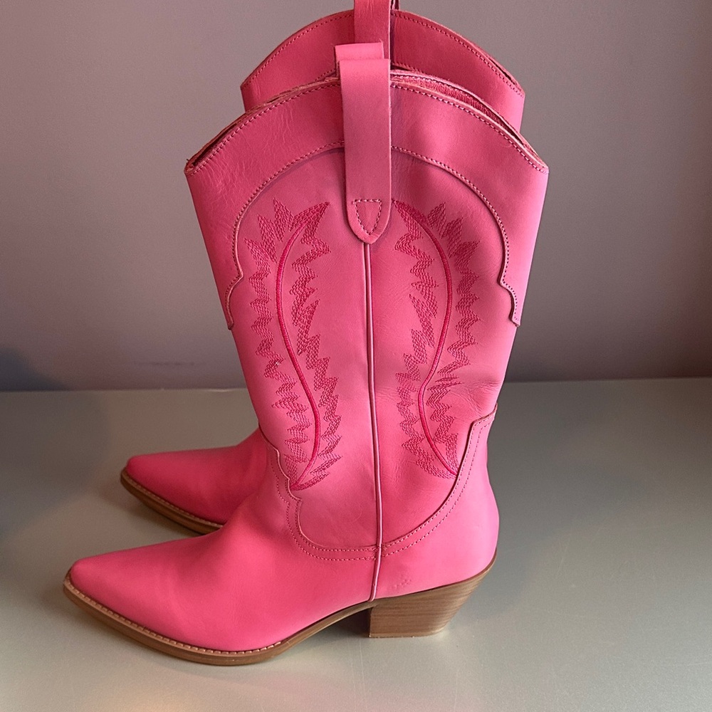 NEW Matisse Pink Leather Cowboy Boots - Size 7.5